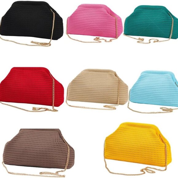 Summer Beach Woven Clutch Purses for Women 2025 Cloud Dumpling Pouch Purse Cross - Picture 2 of 6